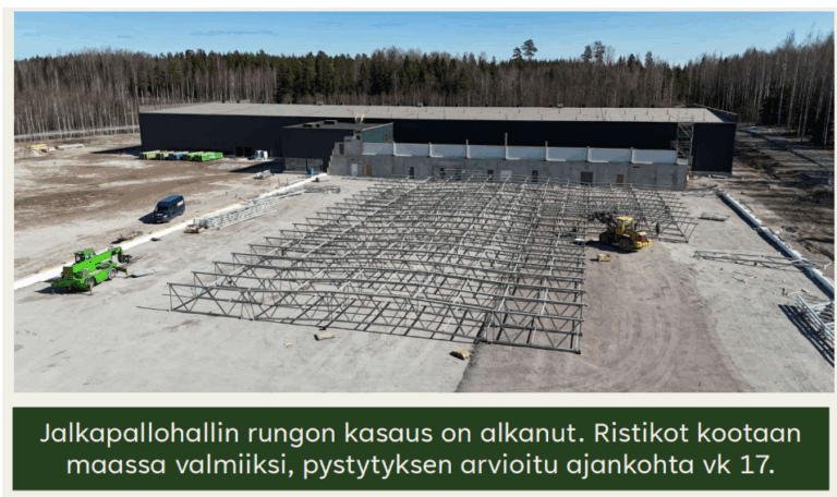 Kerava-Sipoo Liikuntahallit, jalkapallohallin rungon kasausta