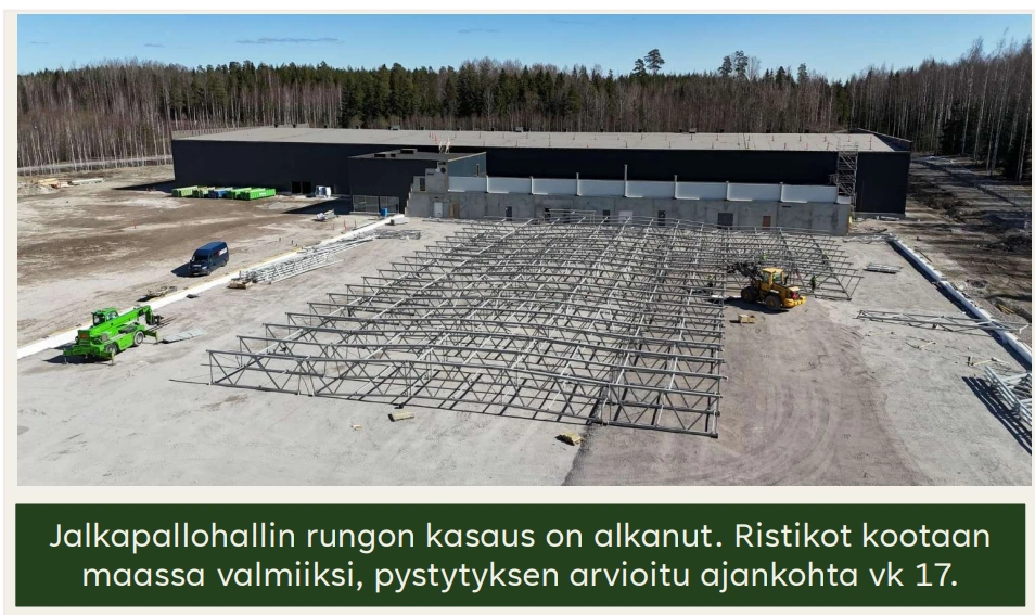 Kerava-Sipoo Liikuntahallit, jalkapallohallin rungon kasausta